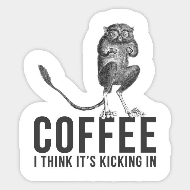 Coffee I Think Its Kicking In Philippines Tarsier Sticker by BANWA